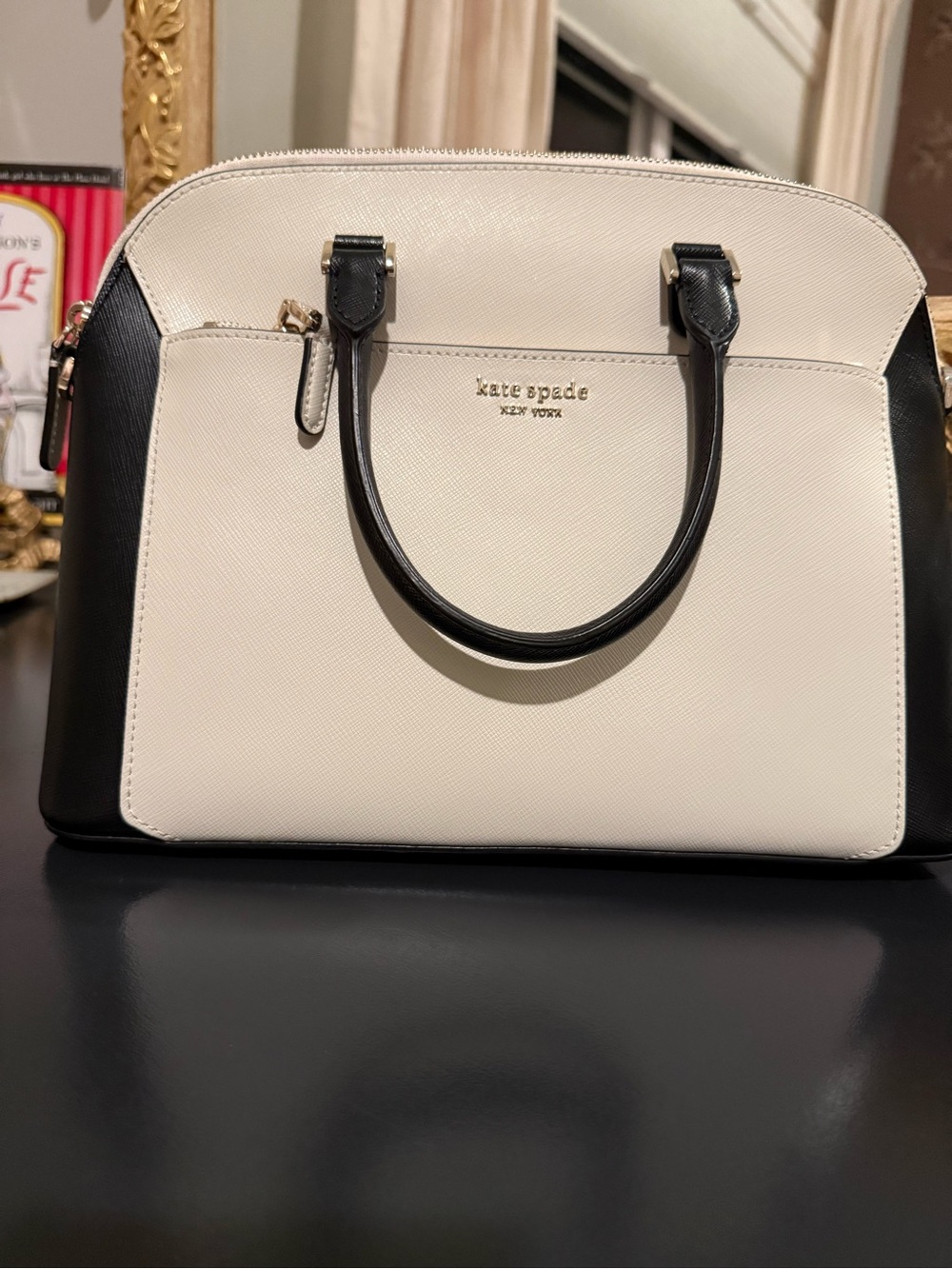 kate spade Two-Tone Black and White Saffiano Satchel